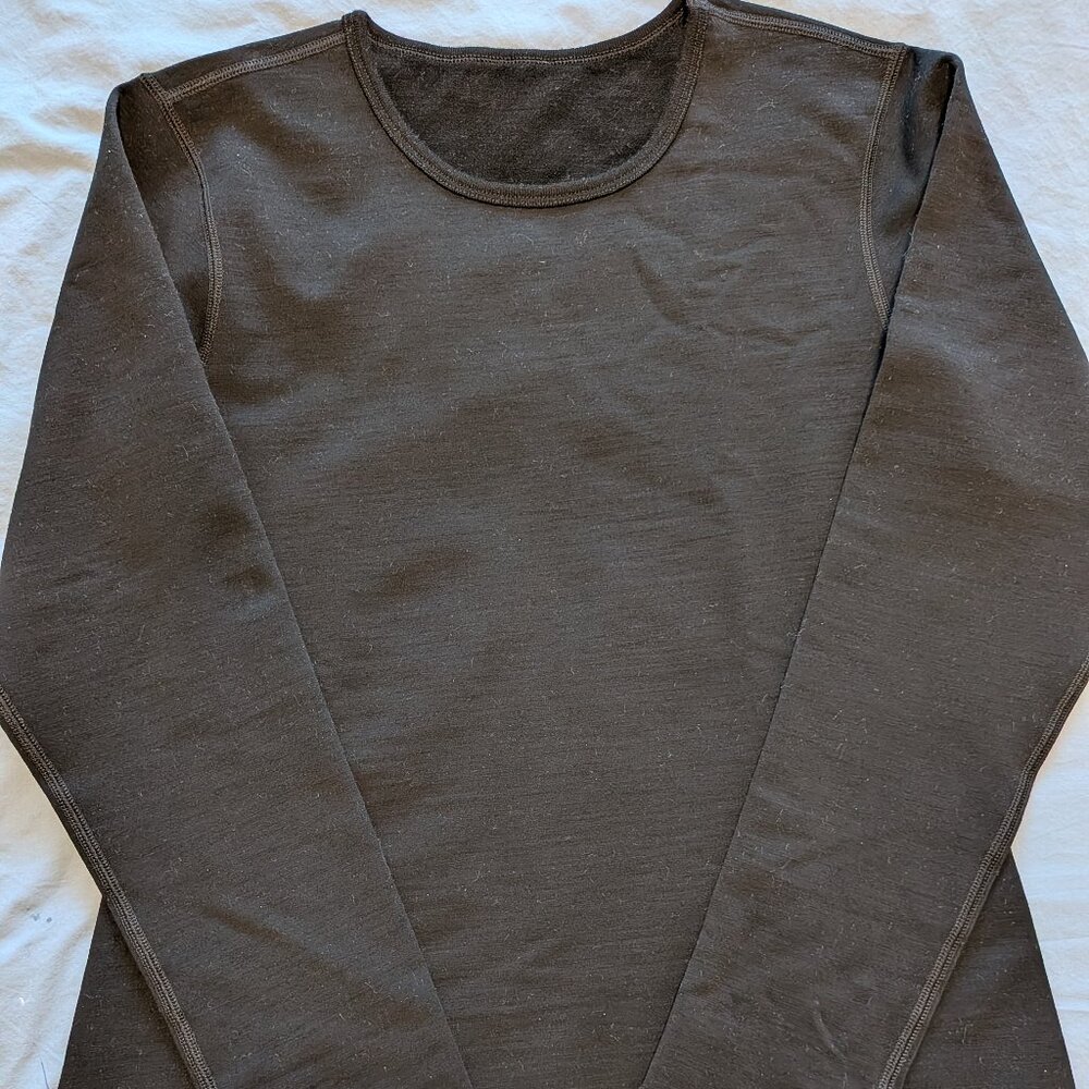Reduced WoolX Cozy Warm Heavy Weight Wool Black Base Layer Shirt Medium Slim Fit